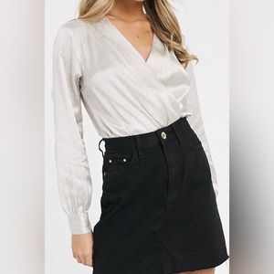 Abercrombie satin leopard bodysuit S